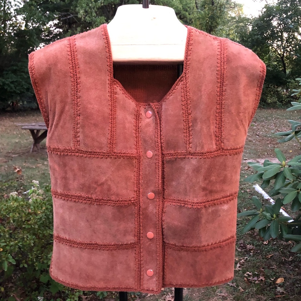 Vintage Patchwork Leather Vest - image 1